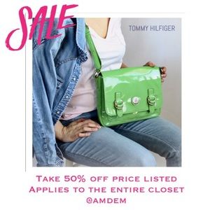 Tommy Hilfiger Neon Green Patent Crossbody Purse